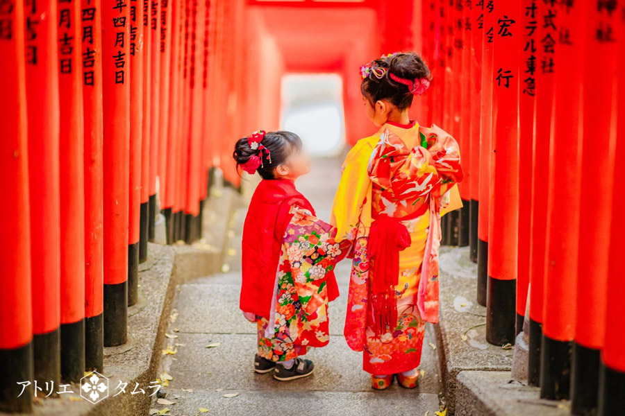 3歳＆7歳姉妹の七五三着付け